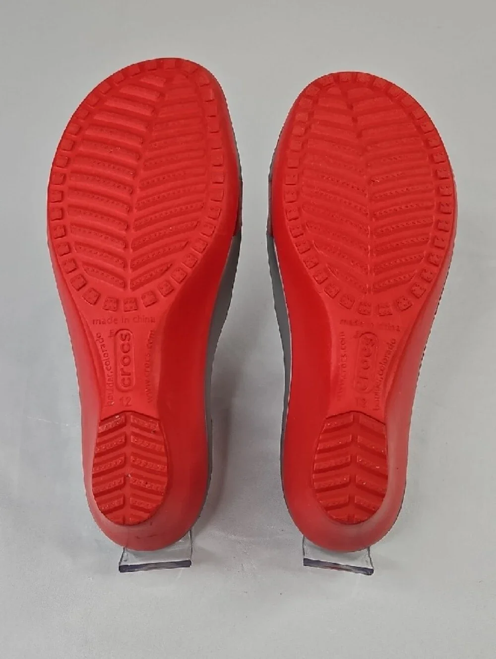 CROCS Women's Silver & Red Wedge Slide Sandals Size 12